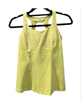 Lululemon Run Pace Tank Top Faded Zap Neon Yellow Green Built In Bra Size 6 Gym